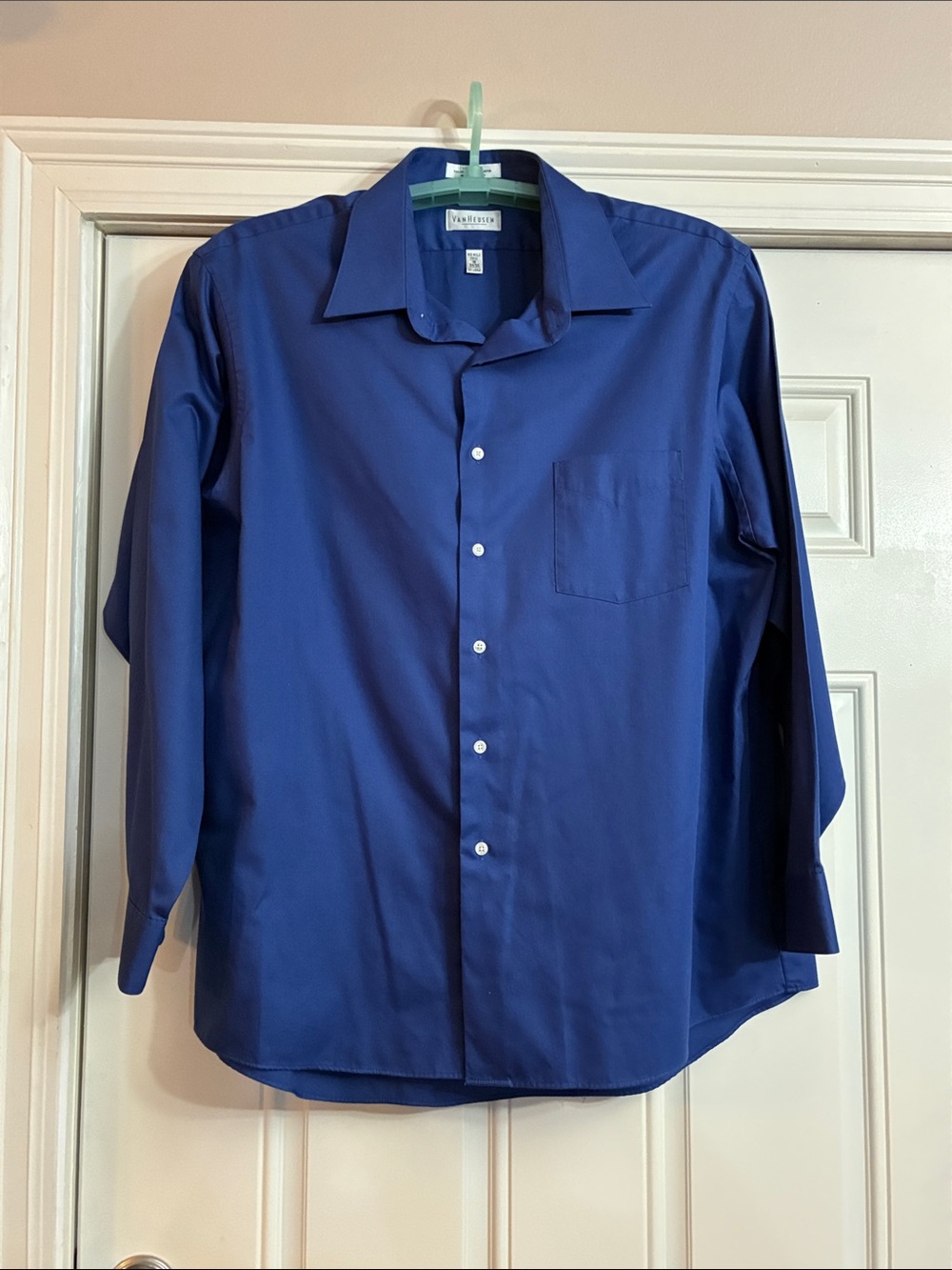 Van Heusen Men's Long-Sleeve Wrinkle-Free Dress Shirt - Blue, XXL